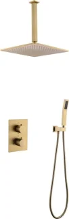 Mawialux Pointer thermostatische inbouw regendoucheset vierkant geborsteld goud