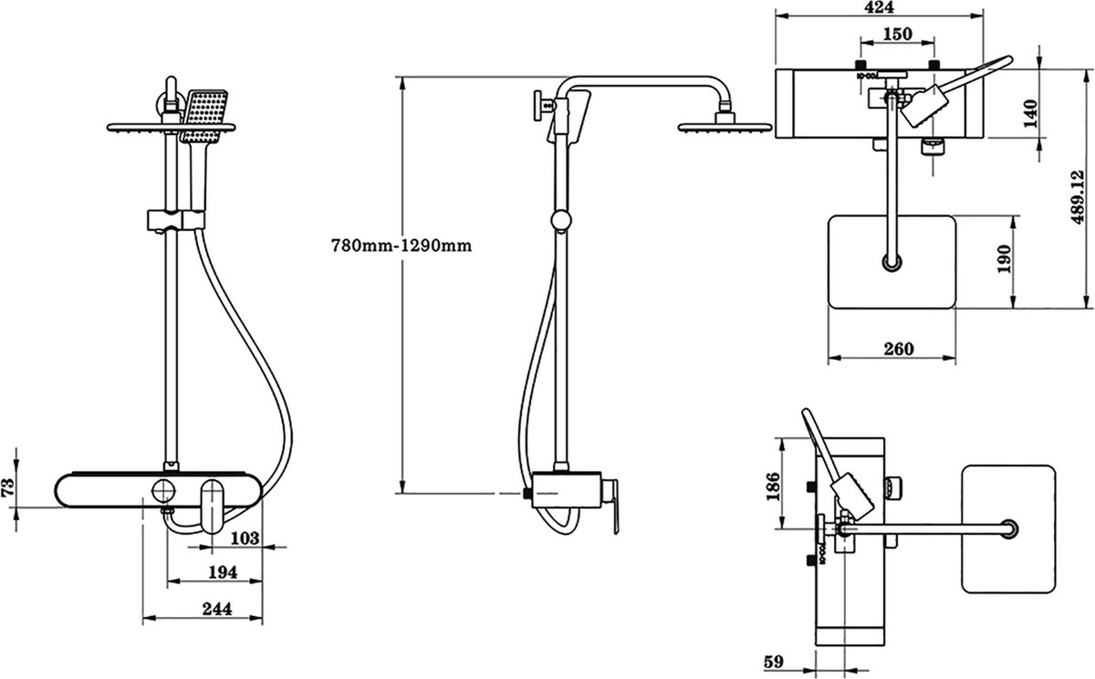 Wat vinden we goed aan de Mawialux Ranna thermostatische regendoucheset opbouw mat zwart
