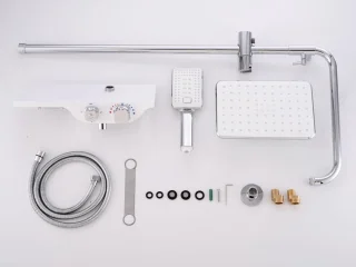 Mawialux Tisa thermostatische regendoucheset vierkant chroom/wit opbouw