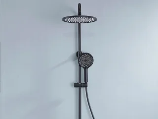 Mawialux Vibe regendoucheset rond mat zwart opbouw