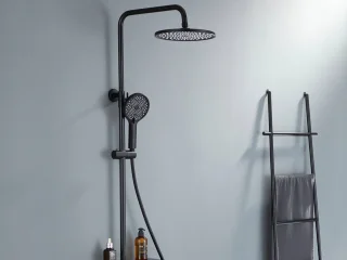 Mawialux Vibe regendoucheset rond mat zwart opbouw