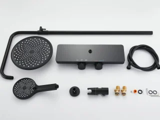 Mawialux Vibe regendoucheset rond mat zwart opbouw