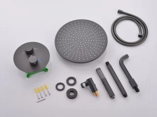 Mawialux Yuma Gunmetal Grey thermostatische inbouw regendoucheset rond