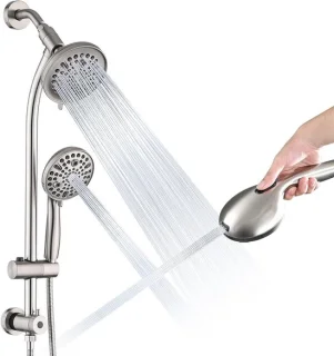 Merkloos Regendoucheset met Handdouche en 66 cm Schuifstang - Geborsteld Nikkel