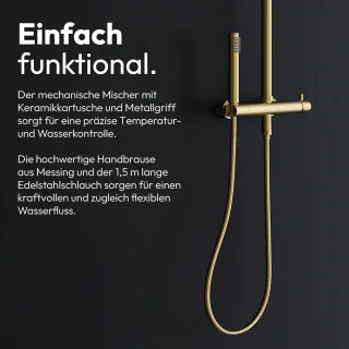 Merknaam Inbouw Douchekolom (Doucheset) - Goud/Zwart