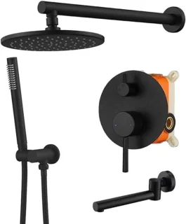 Messing Regendouche Doucheset 10 inch Zwart