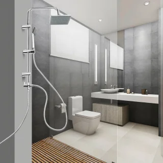 Niceey Regendouche en Handdouche Set Vierkant Chroom