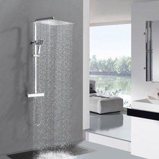 OCEANIC Douchezuil thermostatisch met hoge vierkante douchekop chroom
