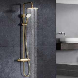 Oihpaw Doucheset Geborsteld Goud 23 cm Wandmontage