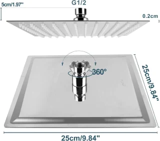 Onbekend merk Regendouchekop vierkant 25x25 cm RVS