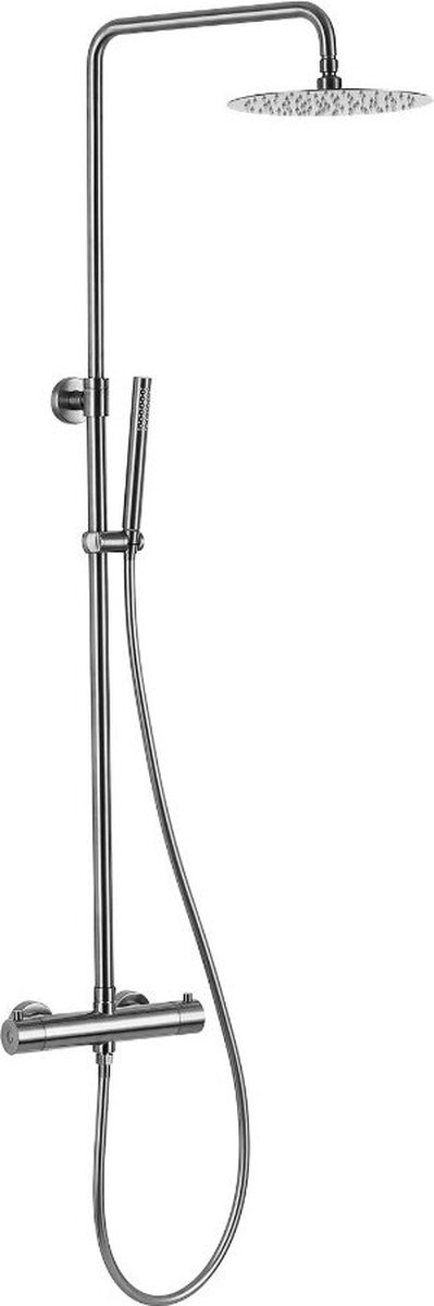 De Opbouw regendouche 25cm thermostatisch RVS in één oogopslag