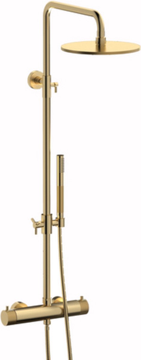 Plieger Roma thermostatisch douchesysteem geborsteld goud
