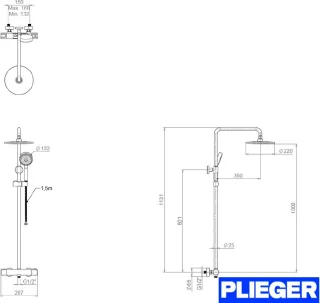 Plieger Voda thermostatisch douchesysteem chroom