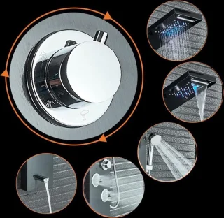 Productgigant Spa doucheset thermostaat zwart
