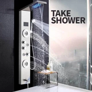 Productgigant Spa Regendouche met Thermostaat en Bodyjets RVS
