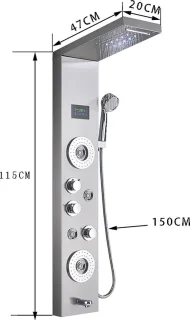Productgigant Spa Regendouche met Thermostaat en Bodyjets RVS