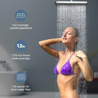PromoHome Regen Douchepaneel Zwart/Chroom