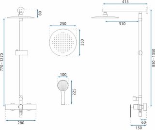 Rea Aldi Regendouche 135 cm Goud
