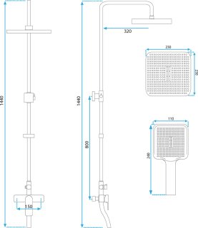 Rea Argus Regendouche 144cm Goud
