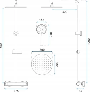 Rea Bliss Regendouche 100cm Geborsteld Goud
