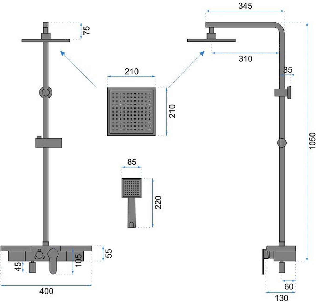 Wat vinden we goed aan de Rea Bravo Regendouche 105cm Geborsteld Goud