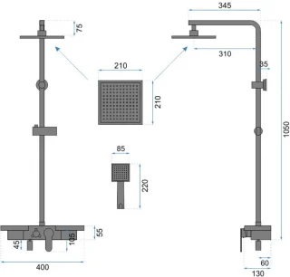 Rea Bravo Regendouche 105cm Zwart