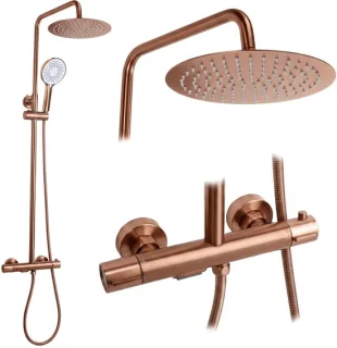Rea doucheset Drop Brush Copper met thermostaat