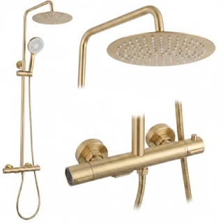Rea doucheset Drop Brush Gold met thermostaat