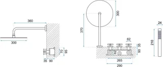 Rea Exit Regendouche Inbouw Zwart 36 cm