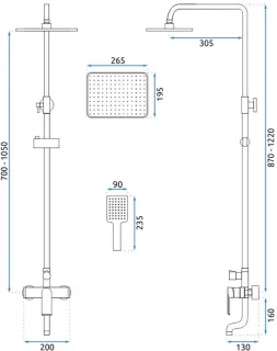 Rea Hass Regendouche 122cm Zwart