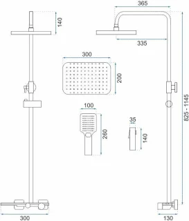 Rea Helix Regendouche 114,5cm Grijs