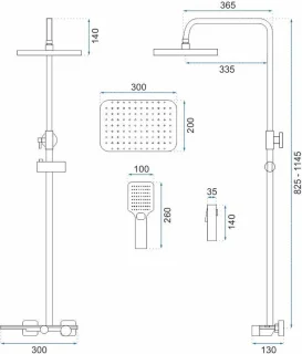 Rea Helix Regendouche Zwart 114,5cm