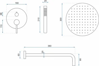 Rea Lungo Inbouw Regendouche 36cm Wit