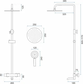 Rea Lungo Regendouche 117cm Geborsteld Goud