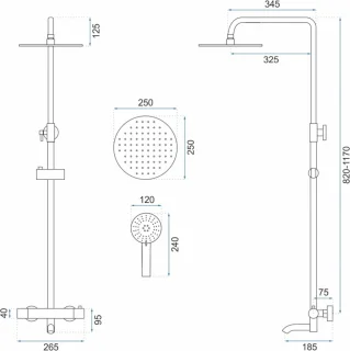 Rea Lungo Regendouche 117cm Grijs
