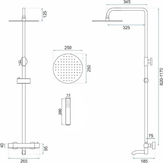 Rea Lungo Regendouche 117cm Zwart