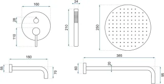 Rea Lungo Regendouche 36cm Koper