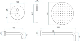 Rea Lungo Regendouche 9cm Wit