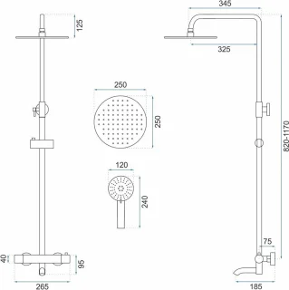 Rea Lungo Regendouche Borstel Koper 117cm