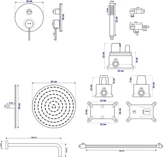 Rea Lungo Regendouche Inbouw 36,5cm Grijs