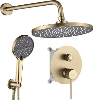 Rea Lungo Stripe Inbouwdoucheset Geborsteld Goud