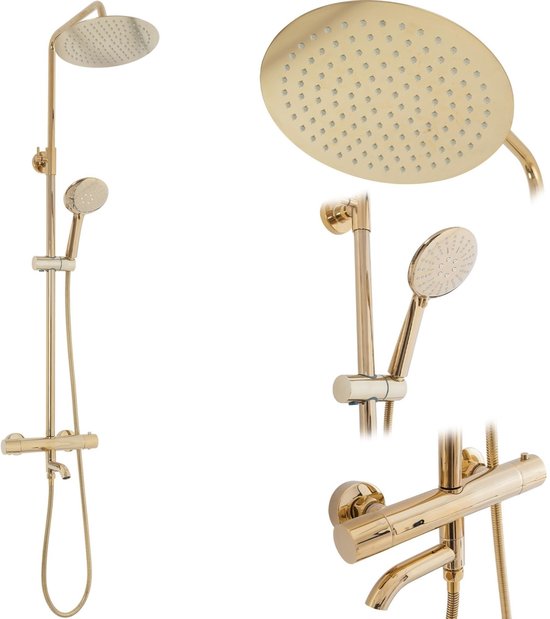 REA Lungo Thermostatische Douchekraan Glans Goud