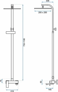 Rea Navaro Regendouche 119,5cm Grijs