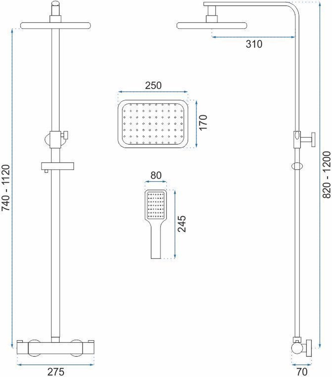 Wat vinden we goed aan de Rea Tom Regendouche 120cm Geborsteld Goud
