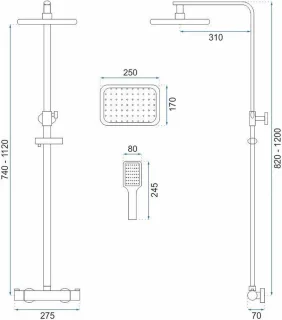 Rea Tom Regendouche 120cm Geborsteld Goud