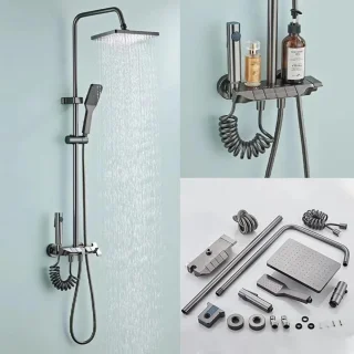 Recalma Regendouche Douchesysteem met Thermostaatkraan Metallic