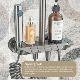 Recalma Regendouche Douchesysteem met Thermostaatkraan Metallic