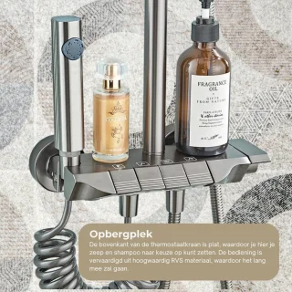 Recalma Regendouche Douchesysteem met Thermostaatkraan Metallic