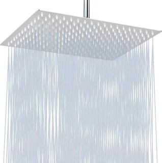 Rechthoek regendouche met plafond- of muurmontage, 40x30 cm, chroom