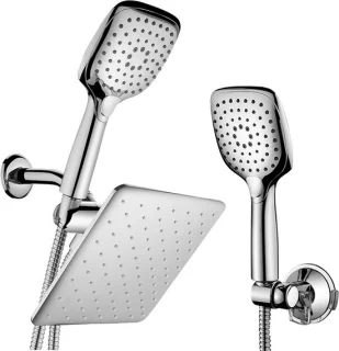 Regen Douchekop Combo Handdouche Set Zilver